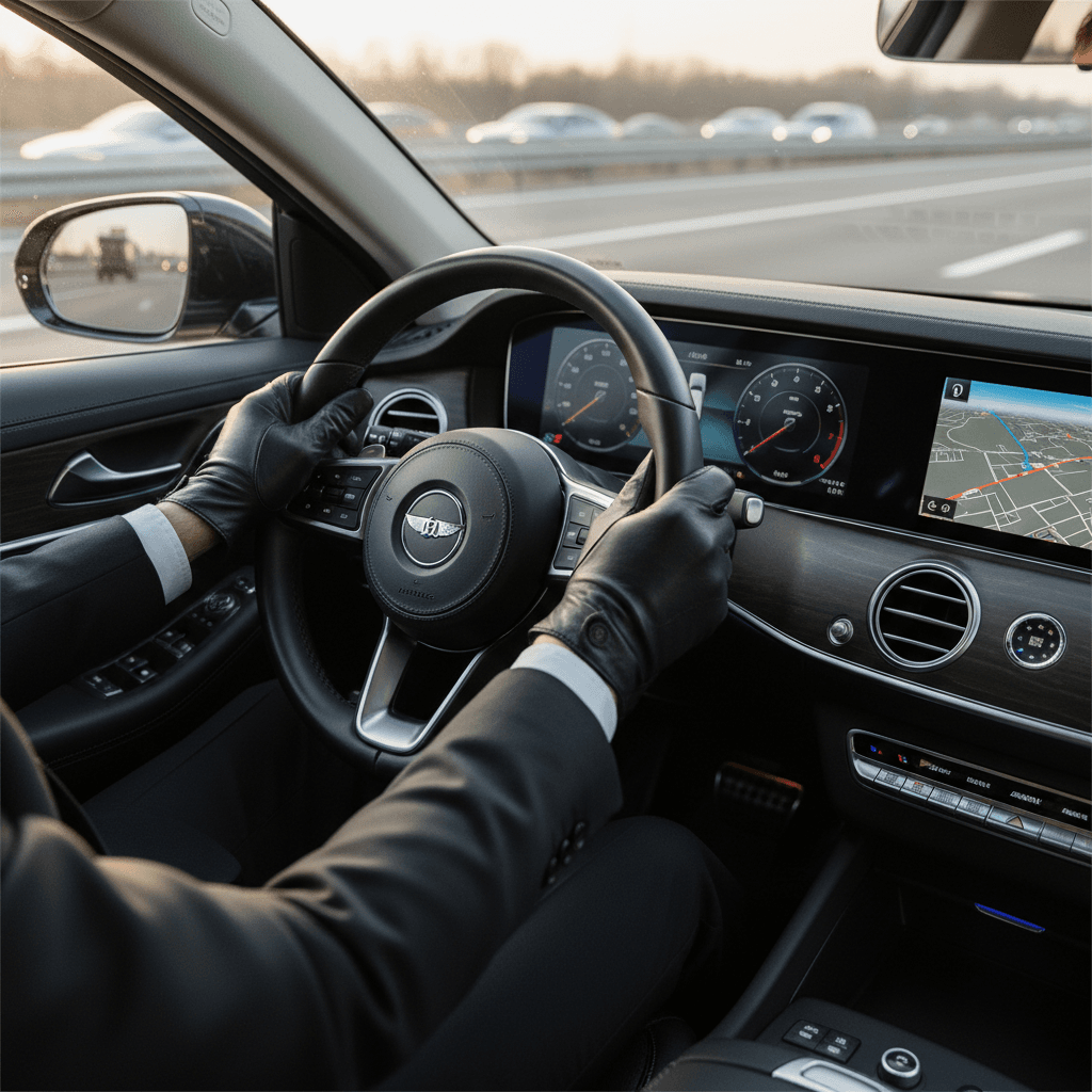 Professional driver operating medical transport vehicle